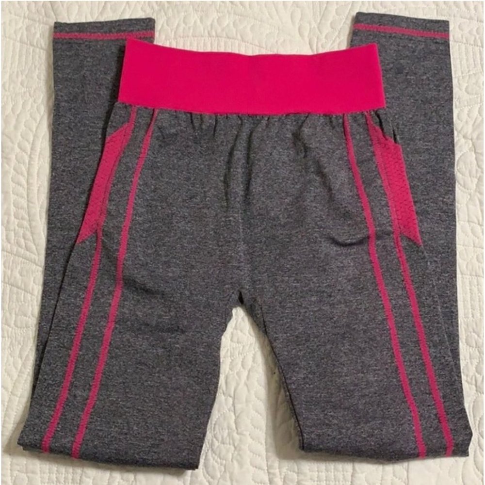 Blanca Line Pink Grey High Waist Stretch Yoga Leggings Large - Picture 7 of 12